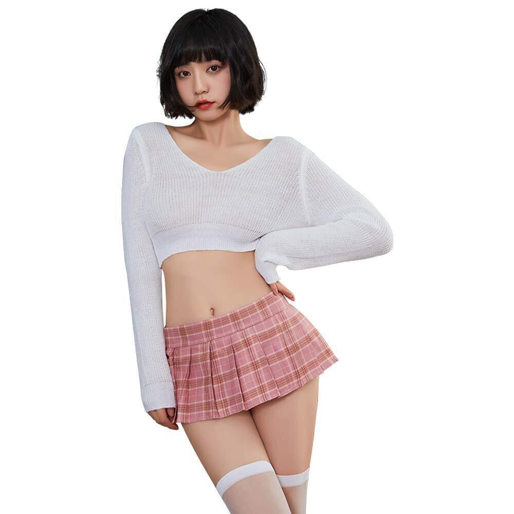 7312 Sexy Lingerie Pleated Short Skirt JK Student Uniform Sexy Sweater